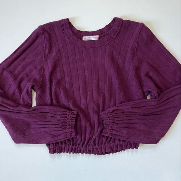 Free People Purple Knit Ribbed Long Sleeve Small - Picture 1 of 8